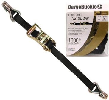 [IMC/F14060] Tie Down, Transom H Duty 1” x 12’ Metal Ratchet & Double J Hooks SWL:333 lb