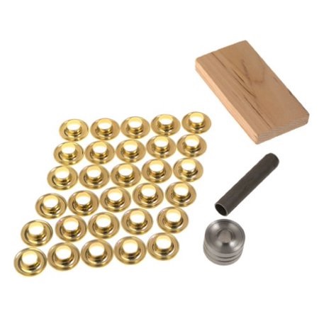 [LOR/1073A-2] Grommet Kit, #2 InØ:3/8" Brass with Tool 24 Pack