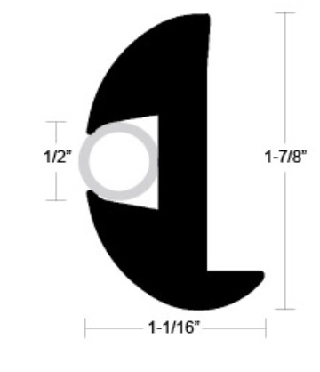 [TAC/V11-2423BKA70-1] Rubrail only, Flexible Vinyl 1-7/8x1-1/16 Black Bk Length:70'
