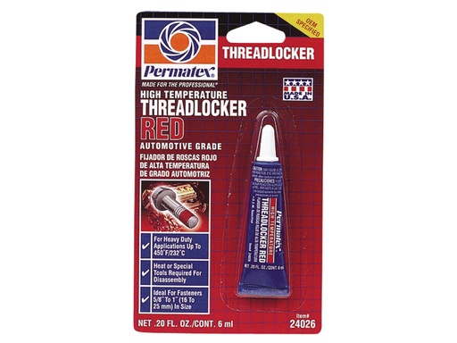 [PRM/24026] Threadlocker, Hi Temperature Red 6ml/Tube