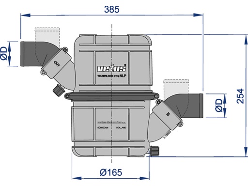 [VET/WLOCKLP90] Waterlock, LP Plastic 2Fix-FittingØ90mm Capacity:10.5Lt