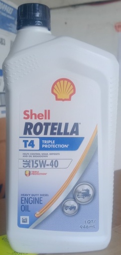 [SHE/ROT15-40Q] Motor Oil, SAE:15W-40 Rotella T4 Triple Protection Qt