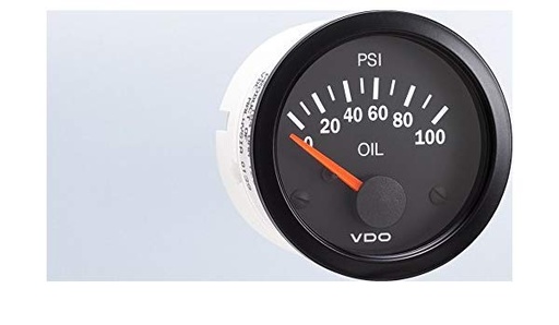 [VDO/350-107] Pressure Gauge, Oil 0-100PSI/240-33ohm US Black Vision