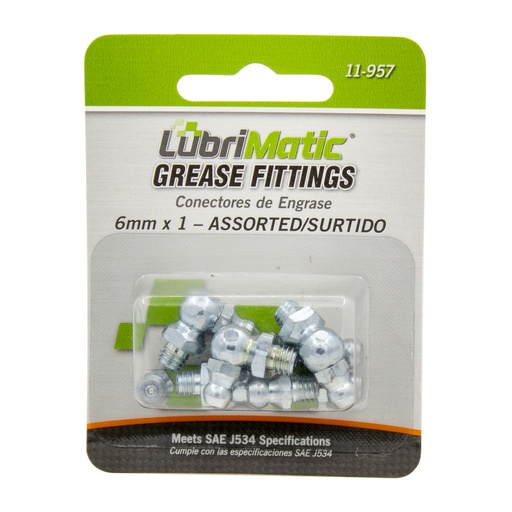 [LUB/11957] Grease Fitting Set, Metric-Fit M6-1 7 Piece Pack