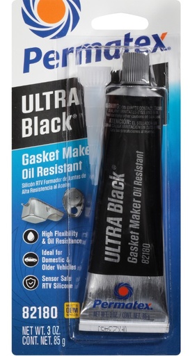 [PRM/82180] Gasket Maker, Ultra Black Oil-R RTV Silicone 3.25oz Tube