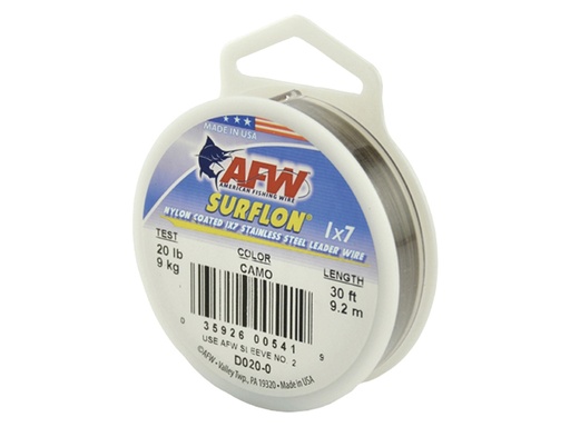 [AFW/C015B-0] Leader Wire 15Lb Surflon 1x7 Coated Black 30' Coil