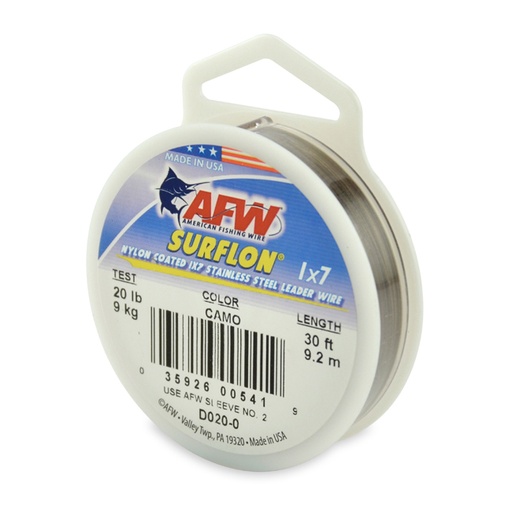 [AFW/D020-0] Leader Wire 20Lb Surflon 1x7 Coated Brown 30' Coil