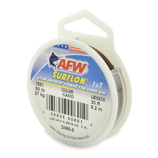 [AFW/D060-0] Leader Wire 60Lb Surflon 1x7 Coated Brown 30' Coil