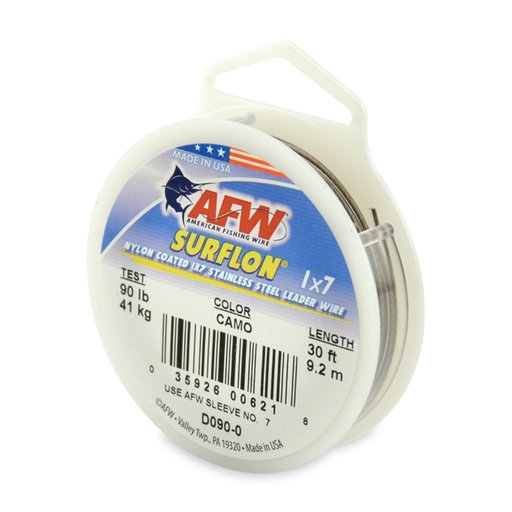 [AFW/D090-0] Leader Wire 90Lb Surflon 1x7 Coated Brown 30' Coil