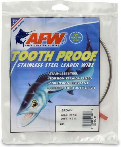 [AFW/S03C-0] Leader Wire, Stainless Steel Toothproof 32Lb Test 30' Coil