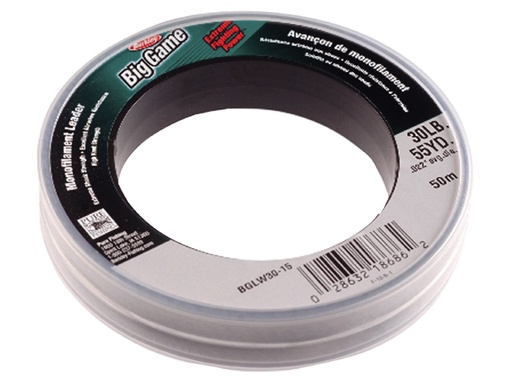 [BKY/BGLW30-15] Leader Line, Big Game Mono Wheel 30Lb Clear 55Yd