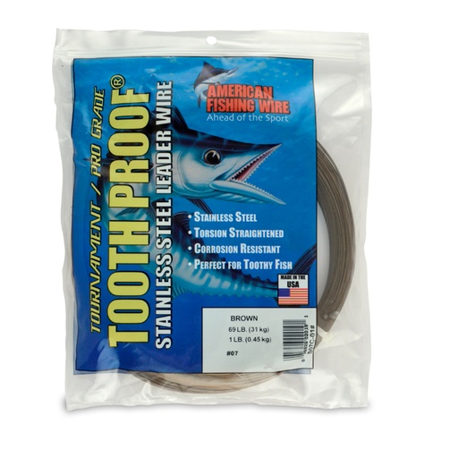 [AFW/S07C-.25] Leader Wire, Stainless Steel Toothproof 69Lb Test