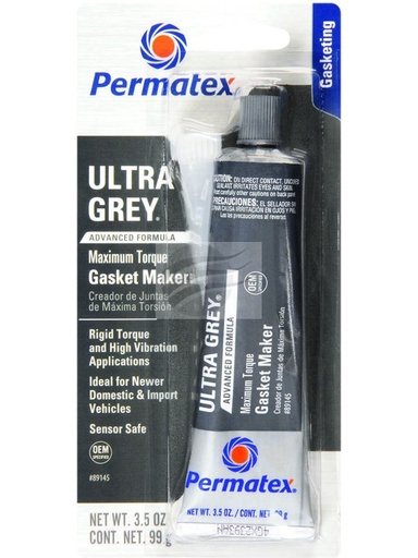 [PRM/89145] Gasket Maker, Ultra Grey RTV Silicone Max Torque 3.5oz Tube