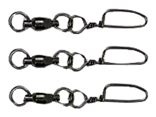 [SSK/BBSS4-3PK] Swivel, Ball Bearing Snap 115Lb Stainless Steel Black 3 Pack