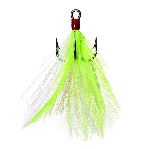 [EGL/LDT4CHW] Hook, Dressed Treble Size 4 Chartreuse White with Red Tie 2Pk