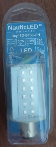 [NAU/BAY15DBT36GN] LED Bulb Nav, BAY15D 10-35V Green 36Led 35W 360Lum