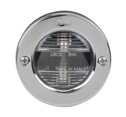 [PRK/0946DP112V] Navigation Light, Stern Chrome Plated Brass Vertical Flush Mount 12V