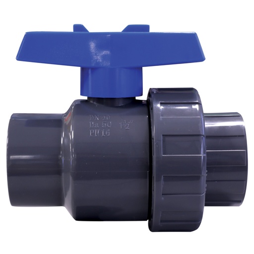 [NUO/44669] Ball Valve, Quick Release PVC 1/2" Non-Tapered Thread Blue or Grey