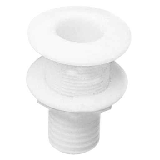 [NUO/44696] Thru-Hull, Hose:15mm CutoutØ22mm White Plastic