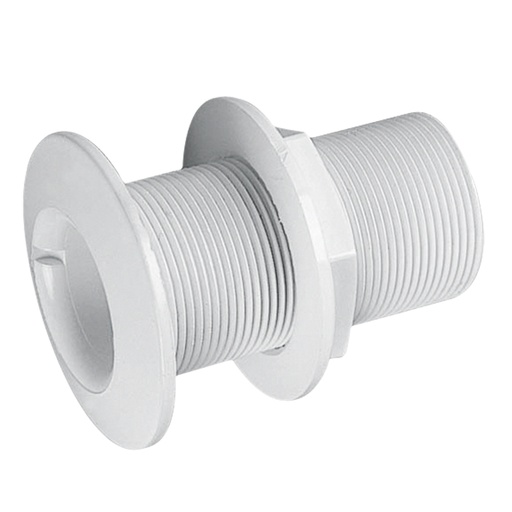 [NUO/44743] Thru-Hull, Full-Thread:1" NPT CutoutØ1.25" White Plastic