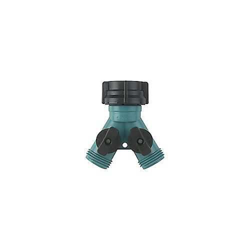 [GIL/800174-1002] Y-Valve, Garden-Thread Female to 2Shut-Offs Garden-Thread Male