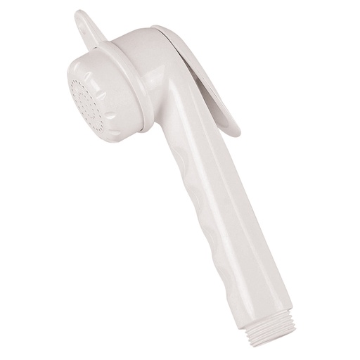 [NUO/47083] Showerhead, White Plastic with Lever Shut-Off & Hang-Loop