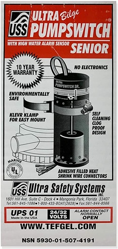 [ULT/ULTSN24-NC] Bilge Switch, Ultra-Senior 24/32V Normally Closed