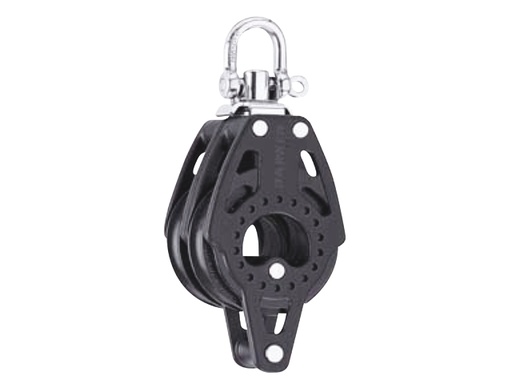 [HAR/2603] Block, Double Carbo Air 57mm MaxLine: 10mm with Swivel & Becket