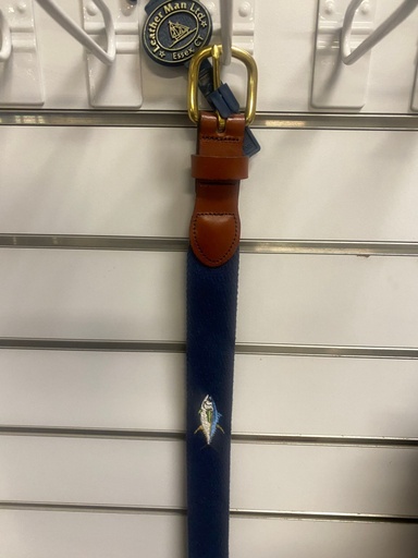 [LML/E8-28-NV] Belt, Navy Embroid Yellow Fin Tuna Size 28 Navy