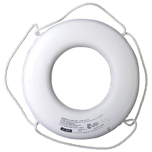 [JIM/GWX24] Ring Buoy, 24" White Lifebuoy with Rope US Coast Guard Approved