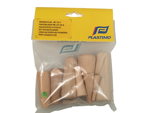 [PLA/16323] Wood Plug Set, Ø:10-20mm Length:70mm 9 Pack