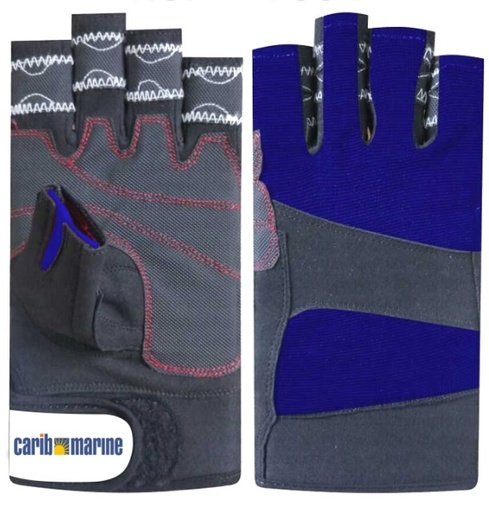 [KHA/KGI-24304] Gloves, Leather Neopr. Backing 5 Fingercut Carib Marine Logo