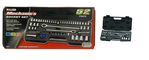 [ALL/66052] Socket Set, SAE/Metric 1/4, 1/2, 3/8" Drive 52 Pc