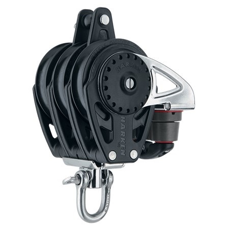 [HAR/2669] Block, Triple Carbo Air 75mm MaxLine: 12mm with Swivel, Becket & Clam Cleat