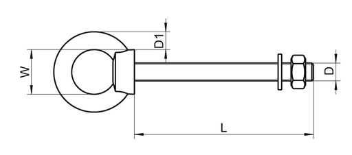 [WAS/M8267-8] Eye Bolt, A4 8 x 80mm with Metric Thread