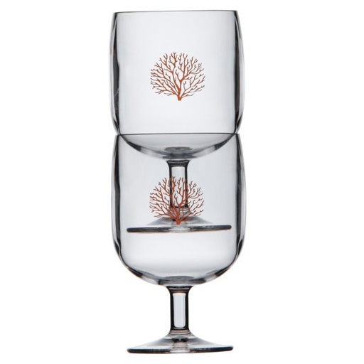 [MRB/13080] Wine Glass, Stackable Mare Coral Each