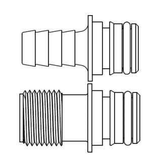 [JAB/1877K-3322S] Hose Barb, Straight NPS 1/2"-14 2-5GpM