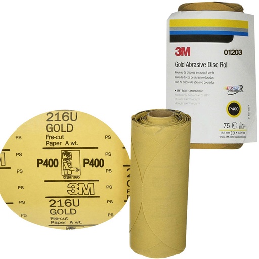 [MMM/01203] Sanding Disc, 6" Stikit G:400 Gold