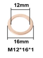 [AMZ/B08KZHTF39-M12] Washer, Copper M12 16 x 1mm 5Pcs