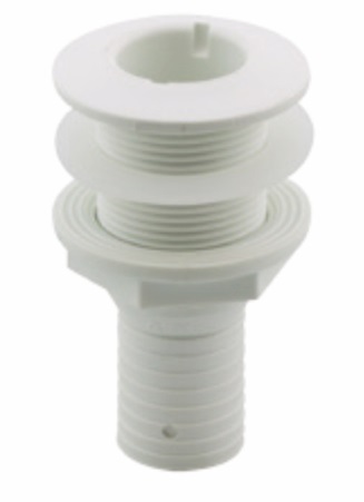 [NUO/198225] Thru-Hull, with Hose Barb & Washer Thread:3/4" Length:19mm White