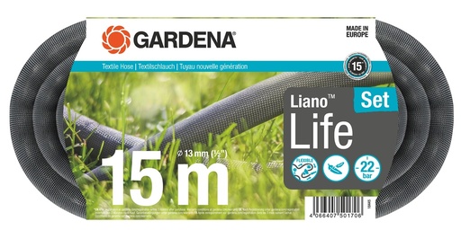 [GRD/18445-20] Hose, Textile Liano Life 15m Set Ø:13mm (1/2”) w/Spray Nozzle & Connectors