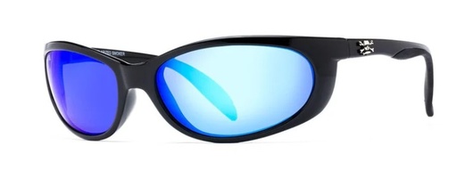 [HEN/2405-0431] Sunglasses, Nantucket Shiny Black Frame/Blue Mirror Lens