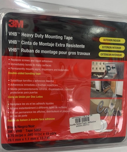 [MMM/05952] Double Sided Tape, Adhesive Width 3/4" Length:15m Roll